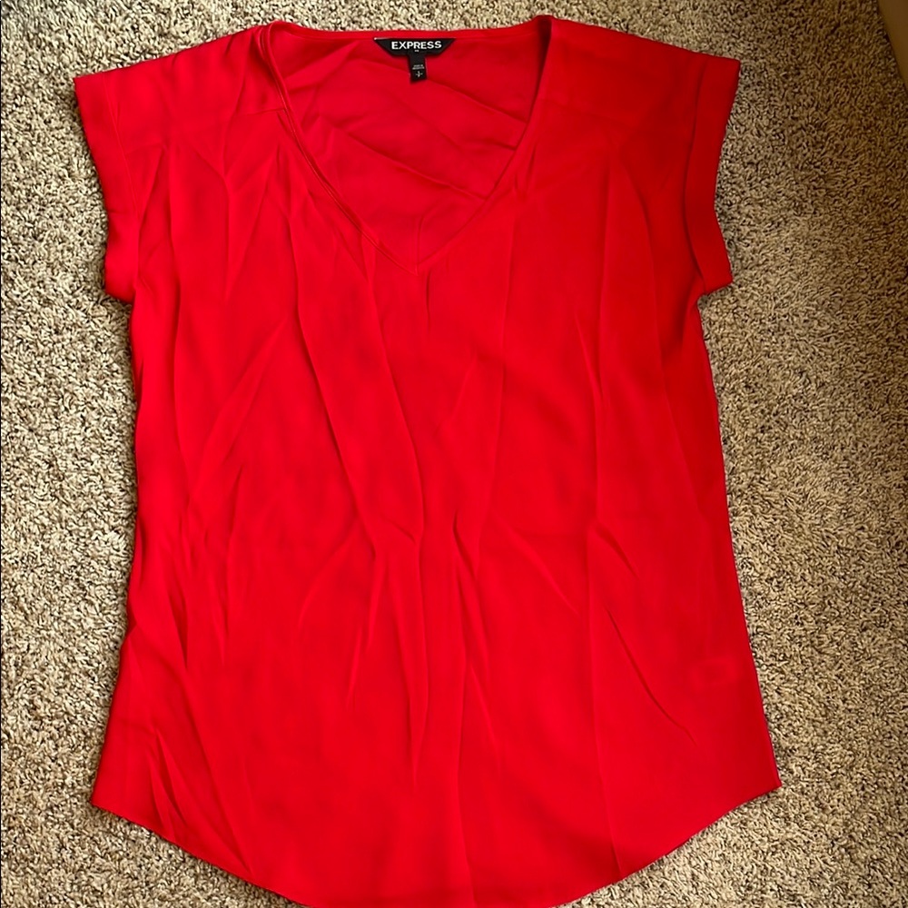 Express Women's Red V-Neck Top